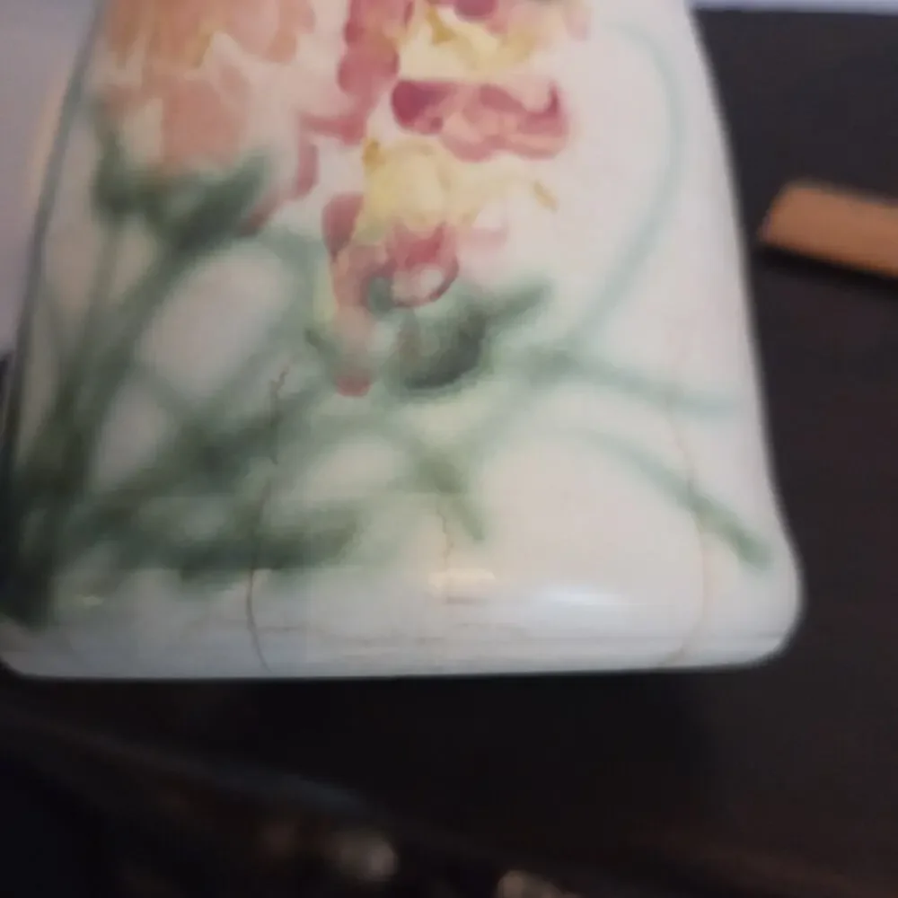 Clouds Folsom Pottery CA Handcrafted Pitcher Vase Handpainted Floral 1994 8.5